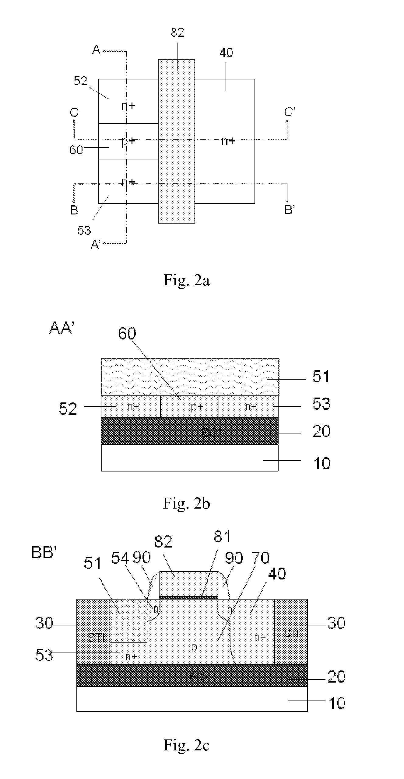Soi mos device having bts structure and manufacturing method thereof