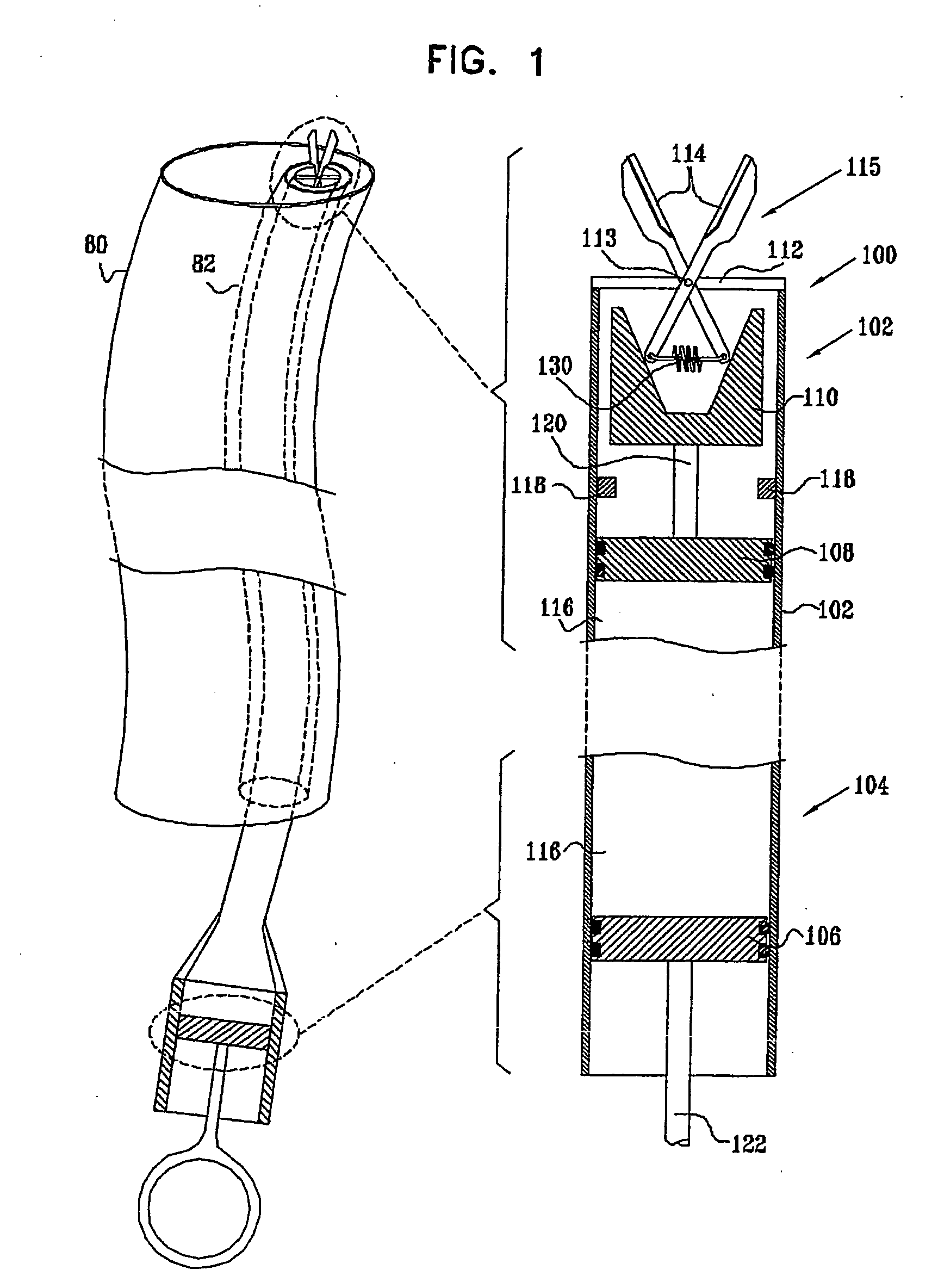 Piston-actuated endoscopic tool