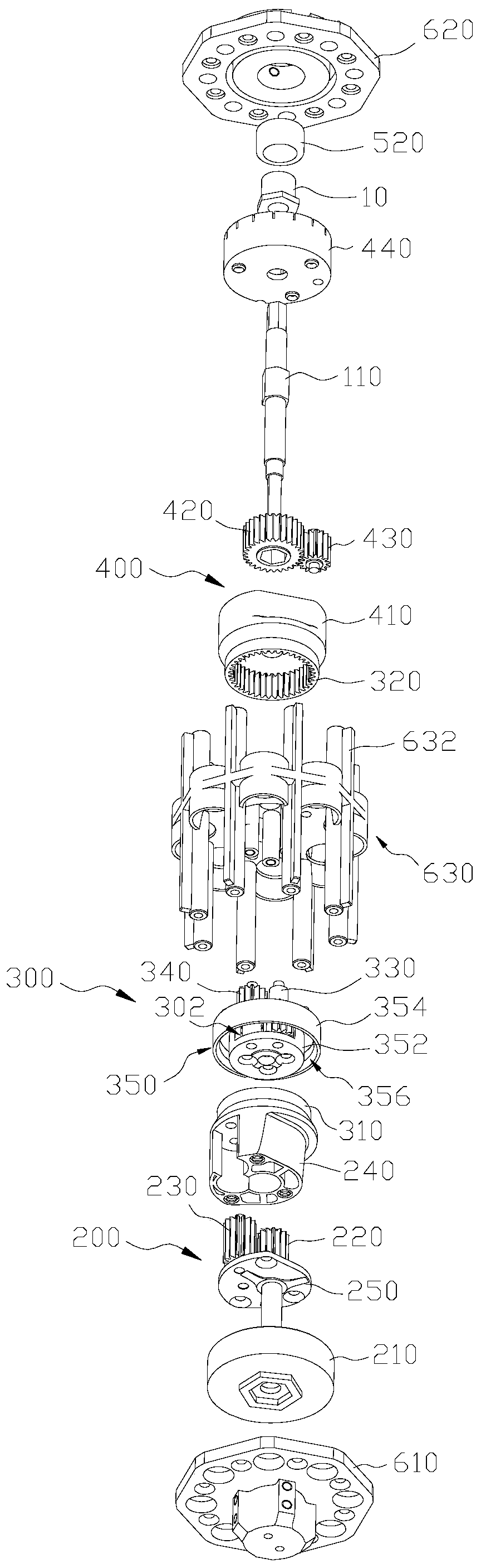 Two-way power output linkage device and antenna downtilt angle control device