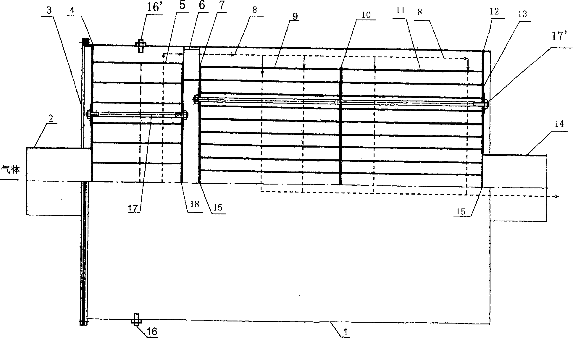 Winding-structured engine tail gas processing device with metal as carrier
