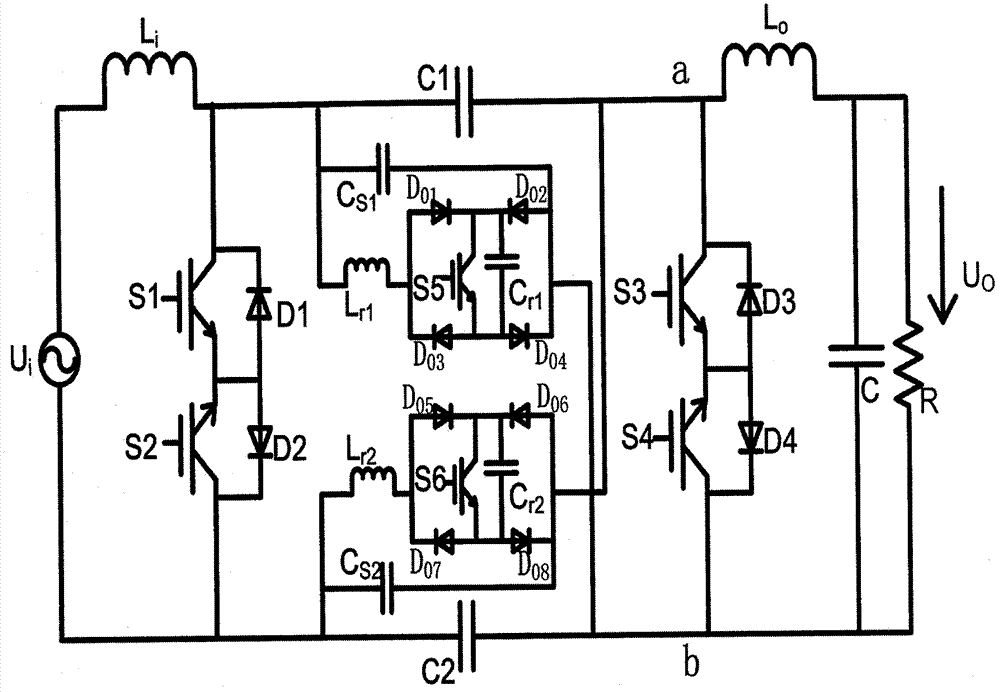 Single-phase X-shaped staggering three-level AC voltage regulating circuit
