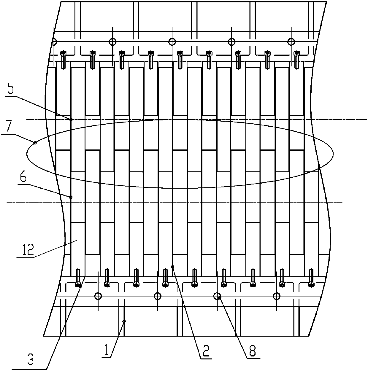 Crushing machine for cast iron wallboard