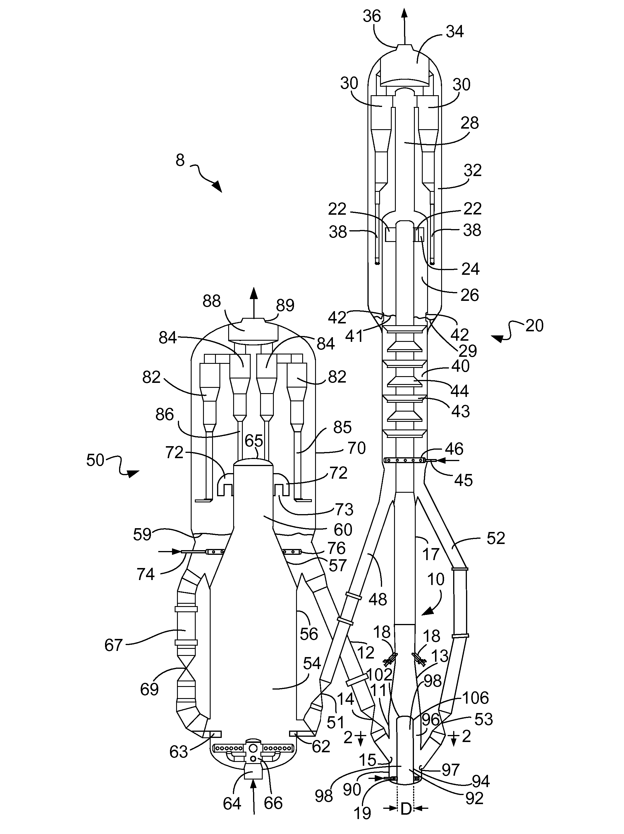 Process and apparatus for mixing two streams of catalyst