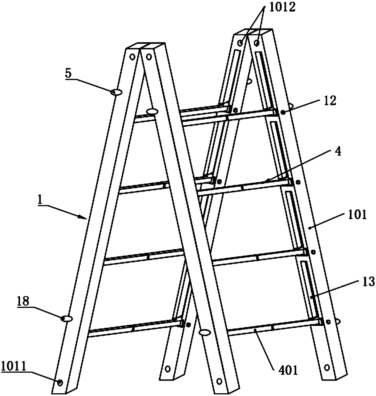 Portable insulation herringbone ladder platform capable of being assembled