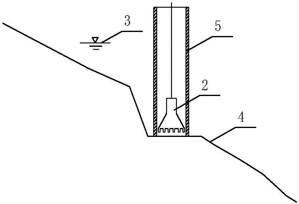 Steel protection tube following method under deep water inclined rock surface condition