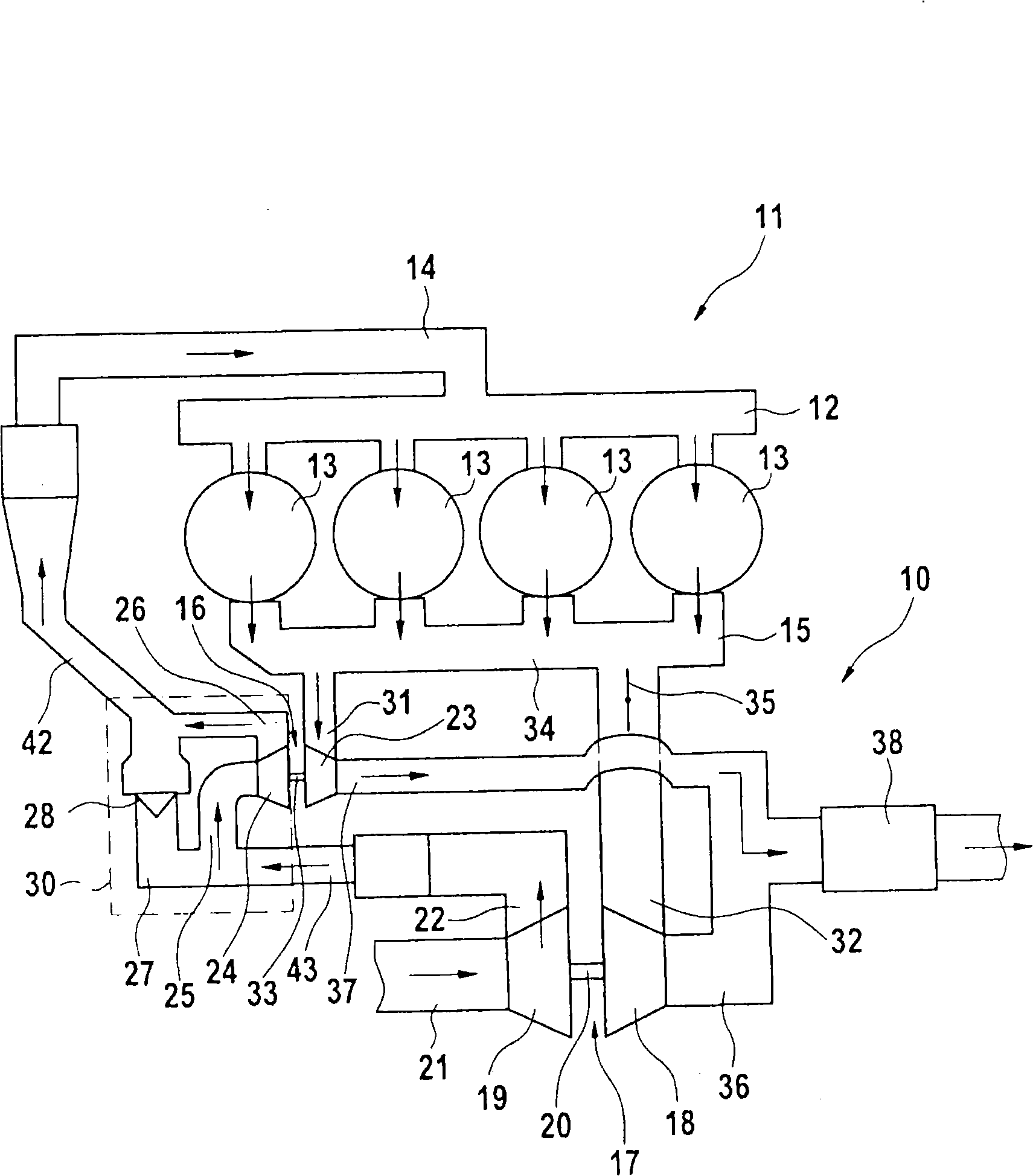 Arrangement of a two stage turbocharger system for an internal combustion engine