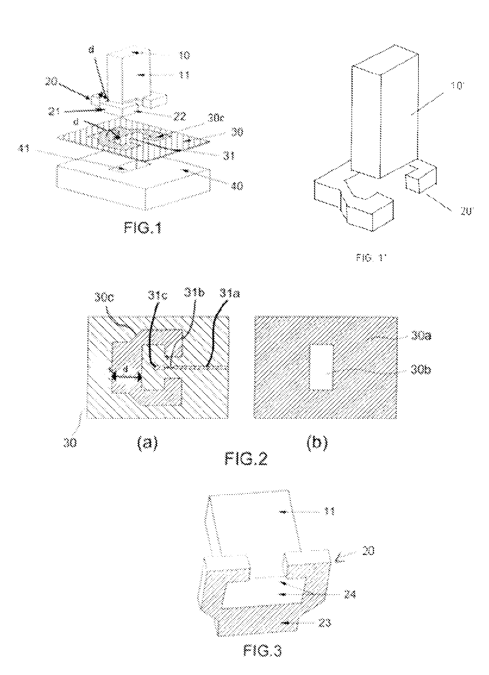 Waveguide to microstrip line transition having a conductive footprint for providing a contact free element