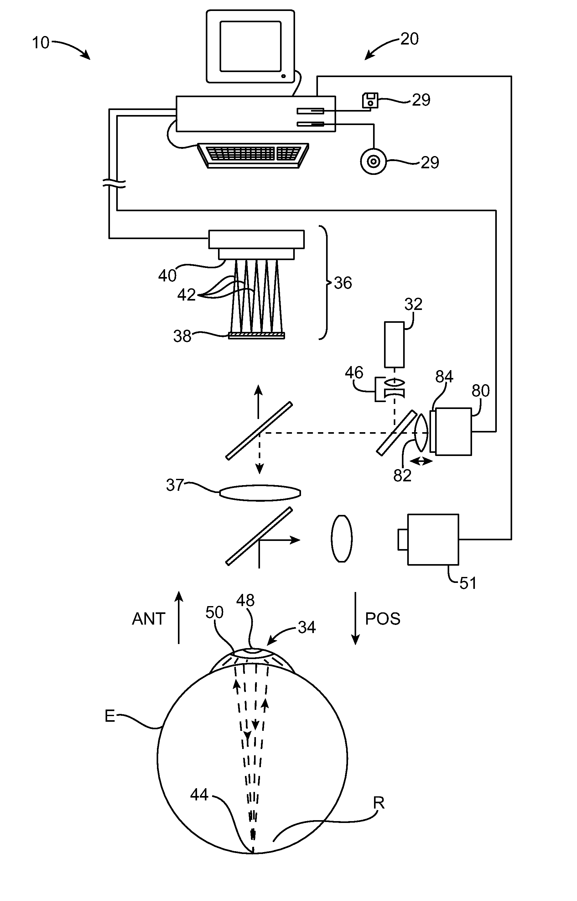 System and method for illumination and fixation with ophthalmic diagnostic instruments