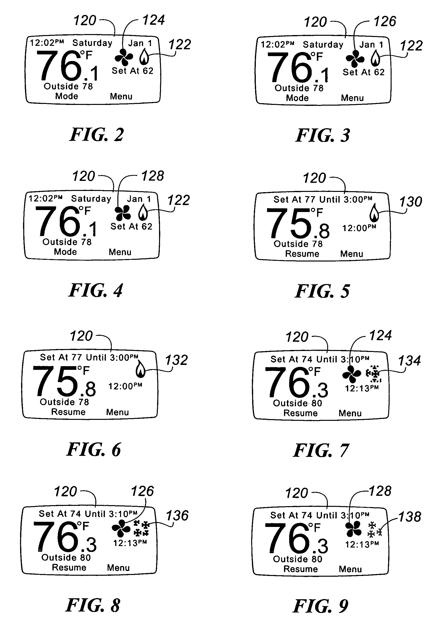 Thermostat display system providing animated icons