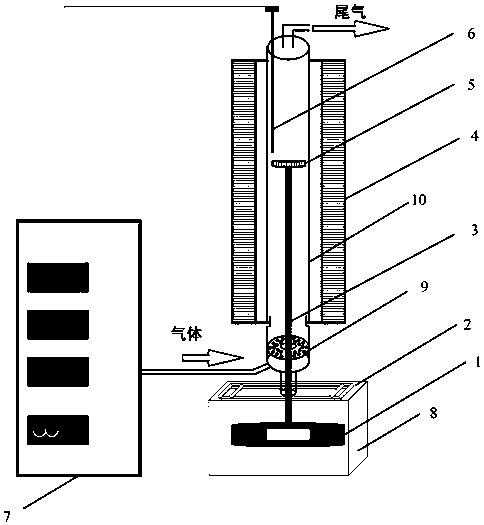 A miniature fixed-bed reaction device and method capable of realizing thermal online weighing