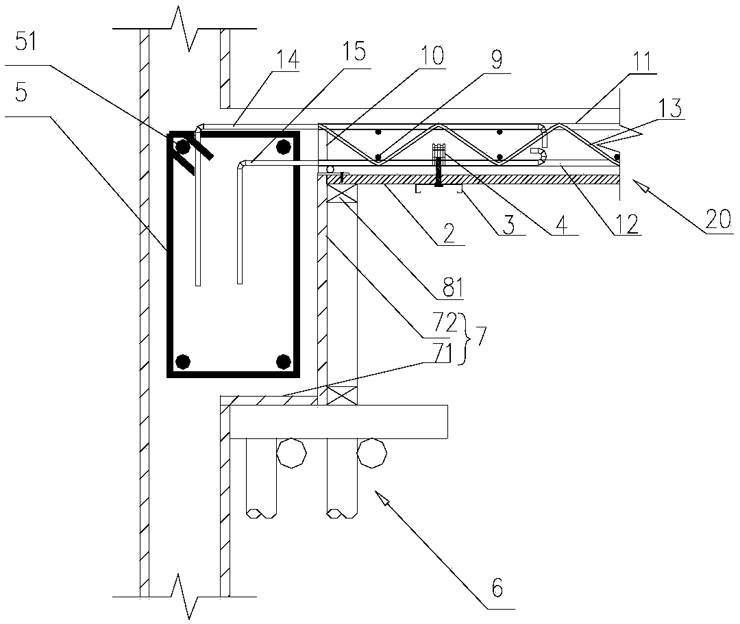 End supporting joint structure and construction method of detachable steel bar truss plate