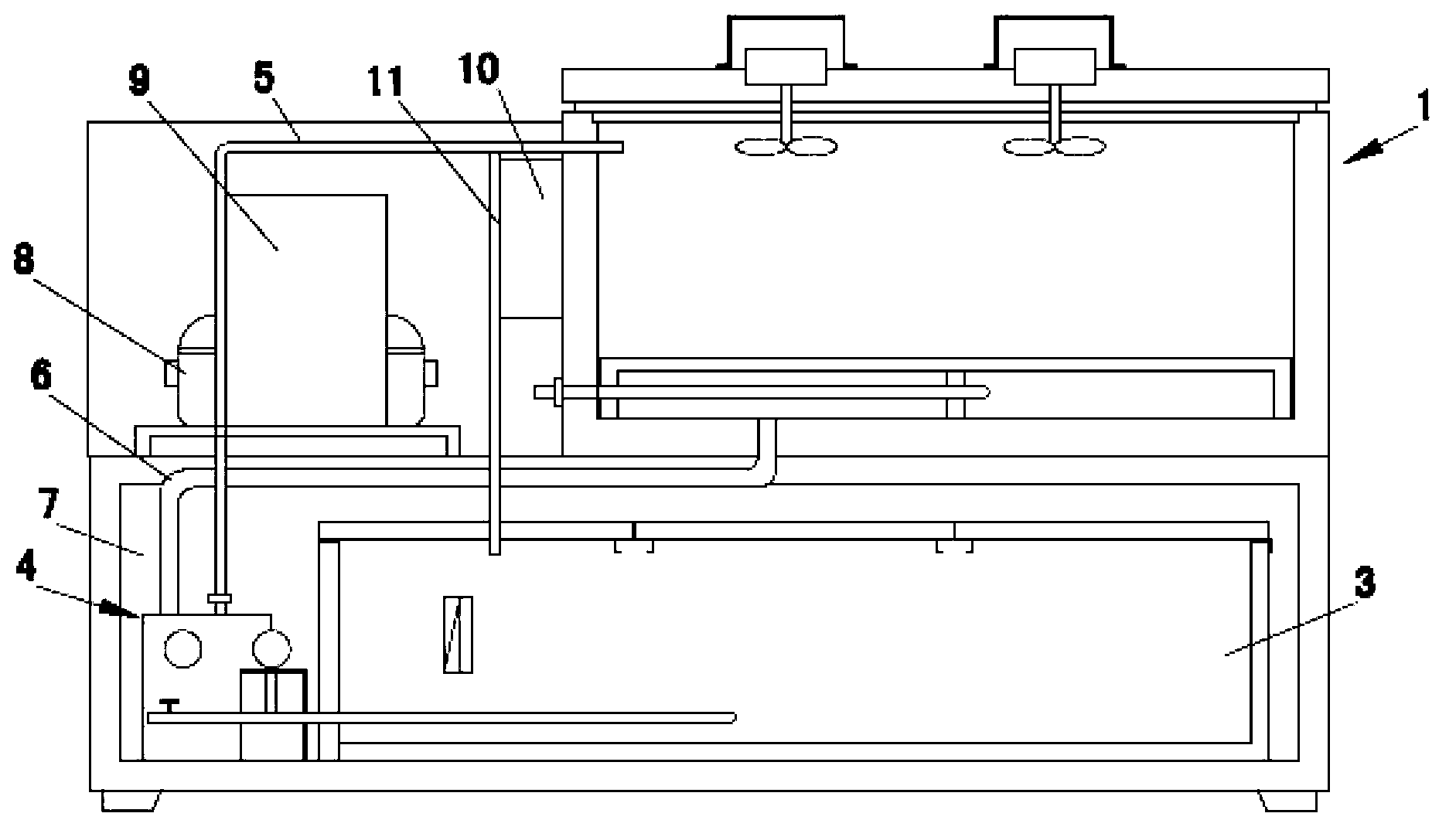 Freezing-thawing test machine with blowdown device