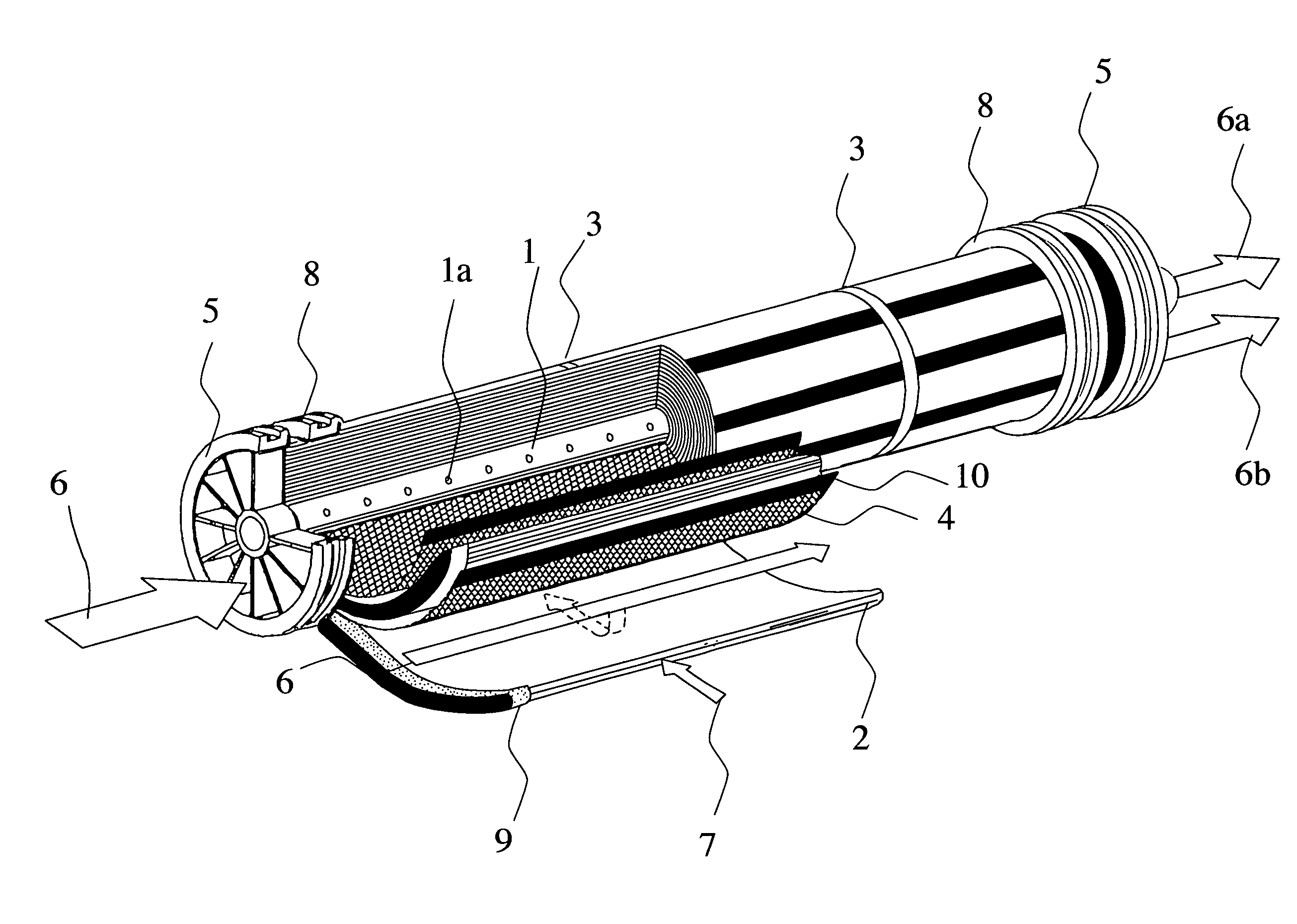 Spiral-wound liquid membrane module for separation of fluids and gases