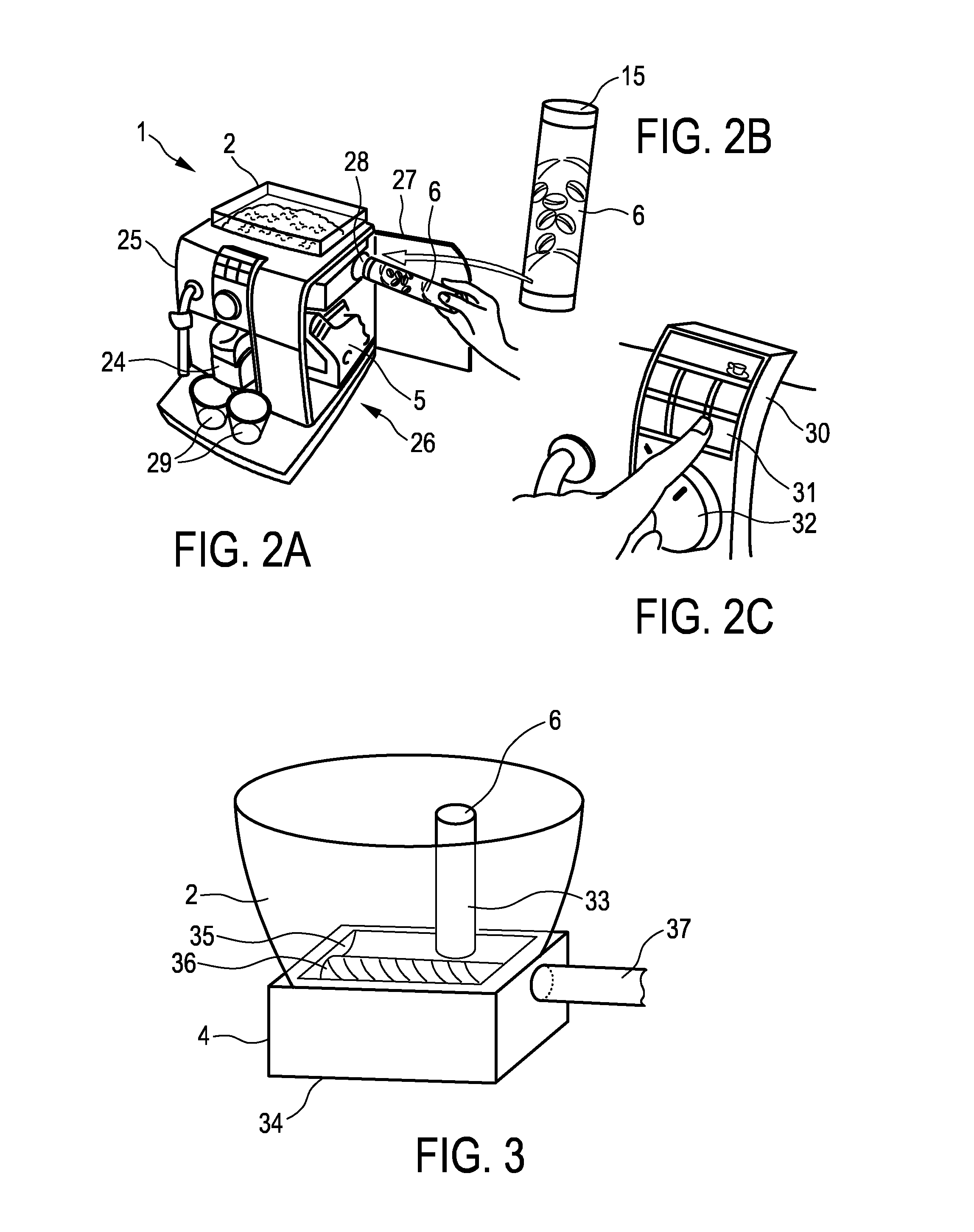 Coffee machine for providing coffee brew with reduced caffeine content