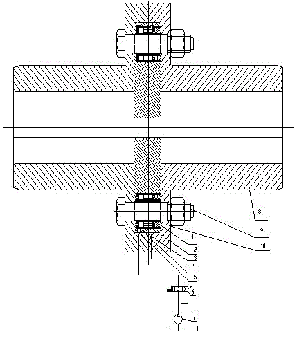 Fast opening device for large-scale coupling flange plate and fast opening method thereof