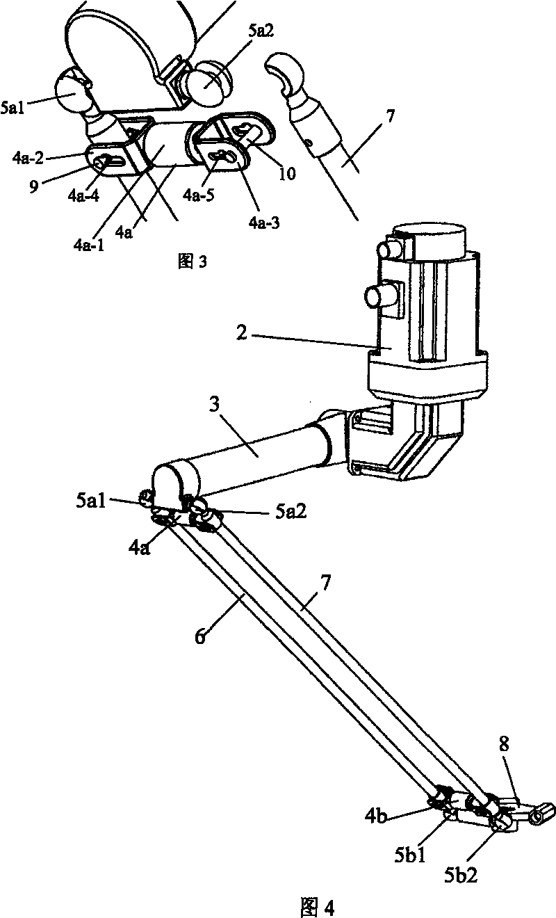 Space three-translational freedom degree parallel connection mechanism with far-rack double lever