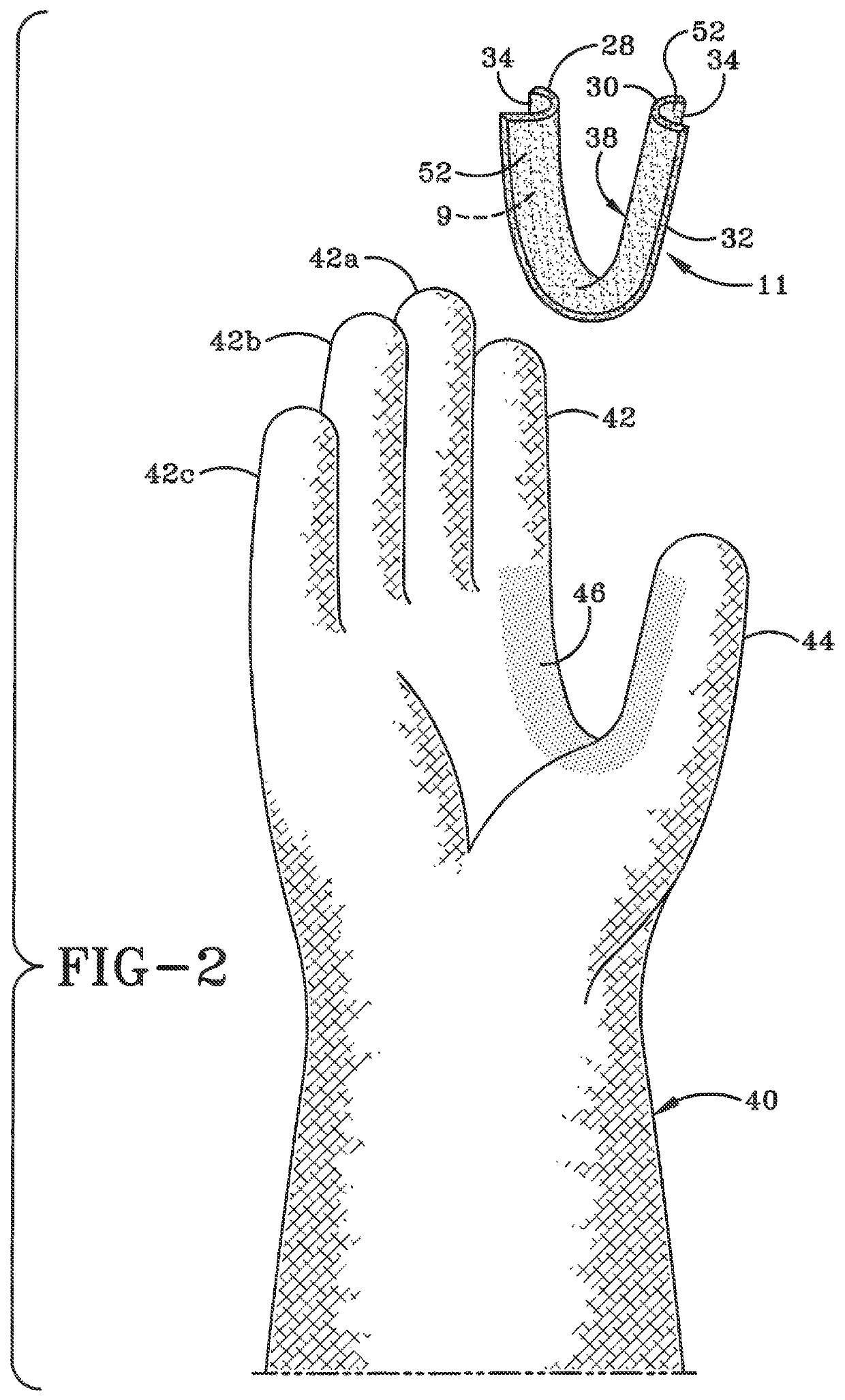 Protective device for use with a glove