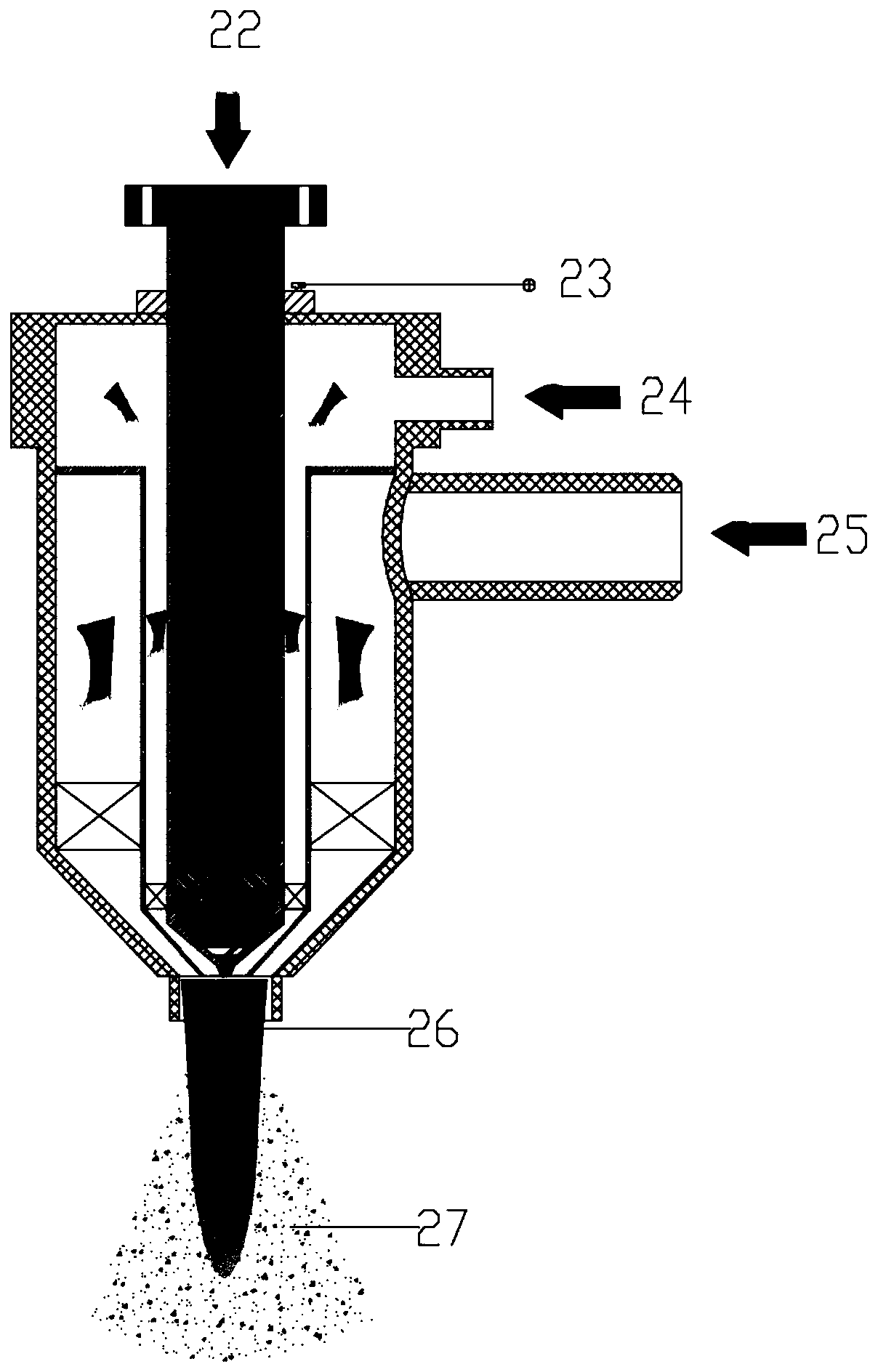 Fuel atomizing nozzle adopting single-electrode plasma jet flow and control method of fuel atomizing nozzle