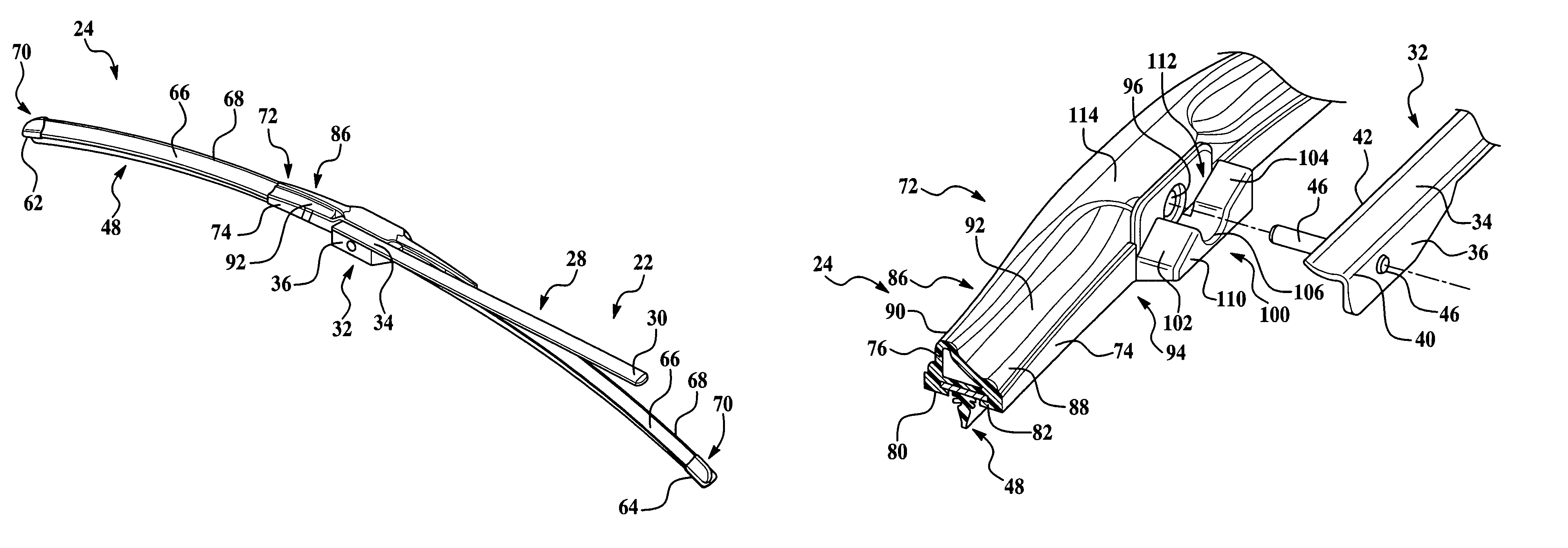 Wiper system having a pin-style wiper arm and wiper assembly