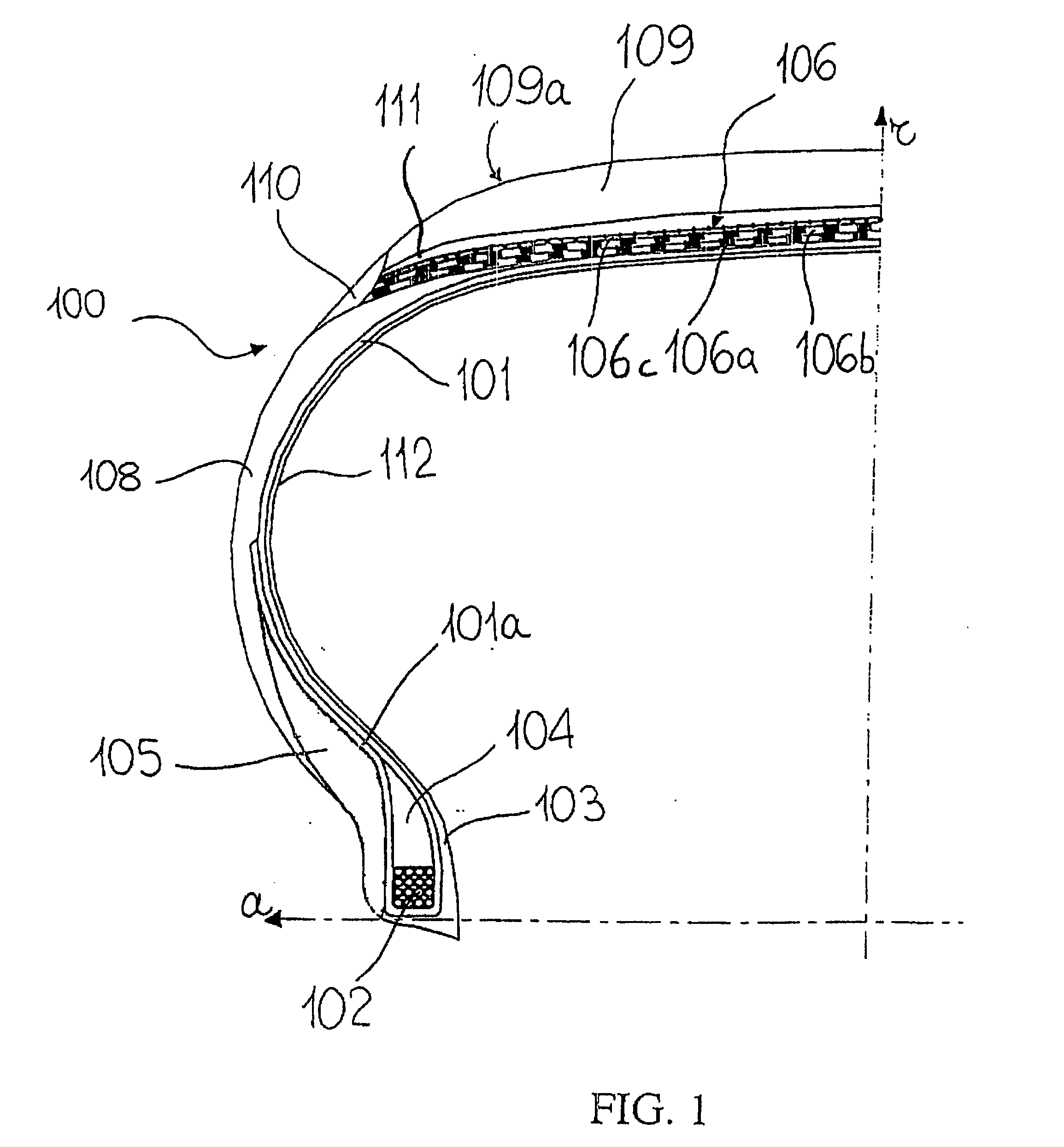 Tire and Crosslinkable Elastomeric Composition