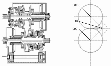 A continuously variable speed change device with built-in speed regulating components