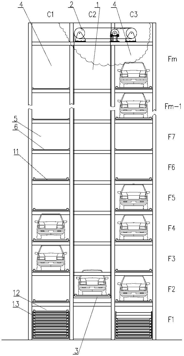 Parking equipment for temporarily storing unloaded vehicle board for later use without exchanging vehicle loading boards