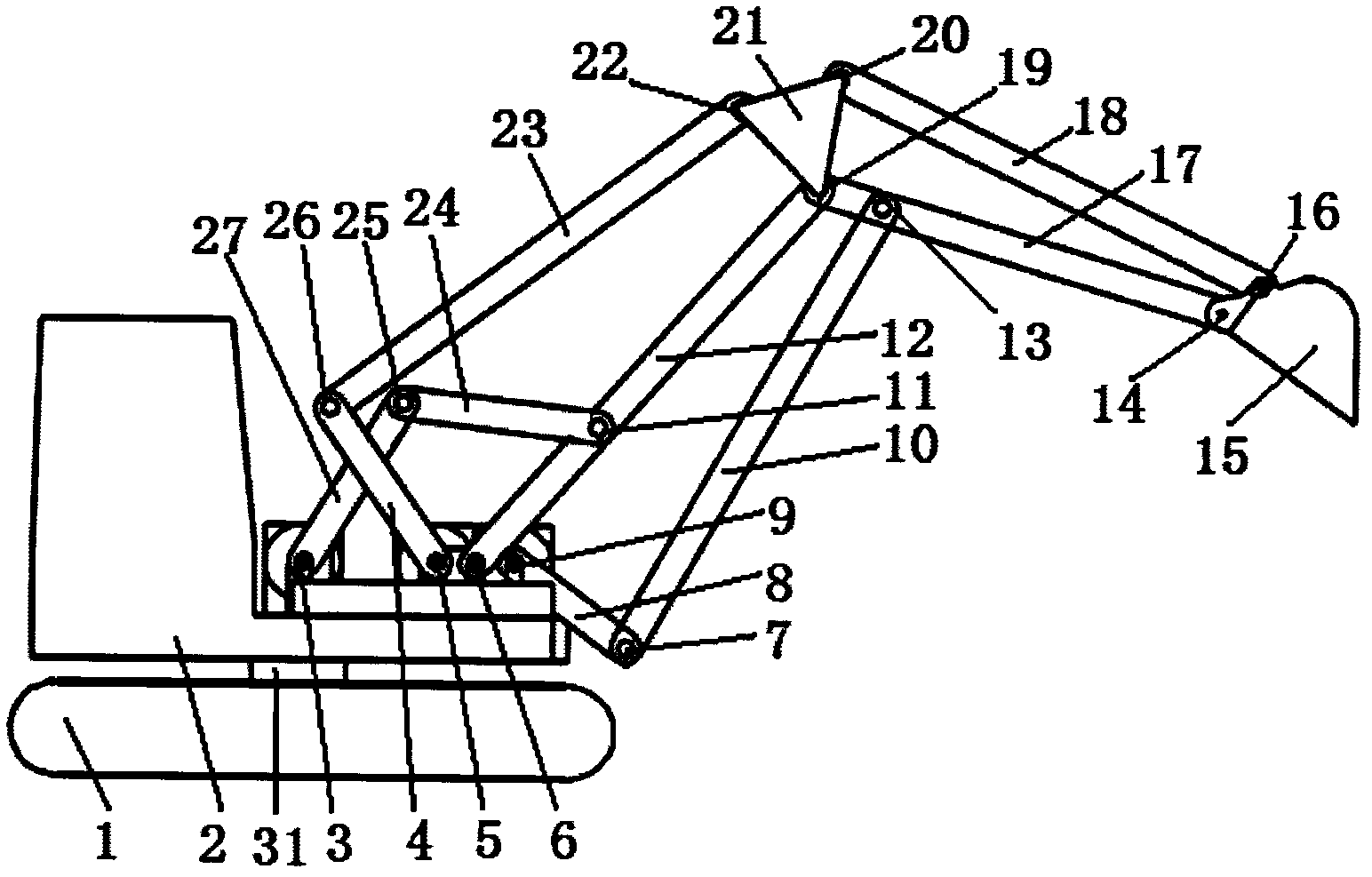 3-dof (three degrees of freedom) controllable mechanism type excavator
