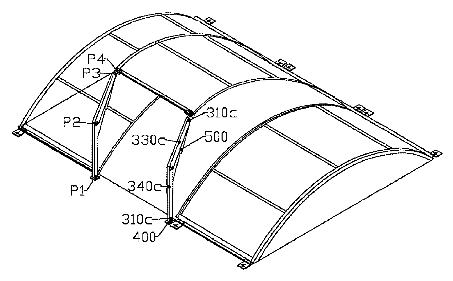 Strut for lifting a roof element used to cover a swimming pool and installation method thereof