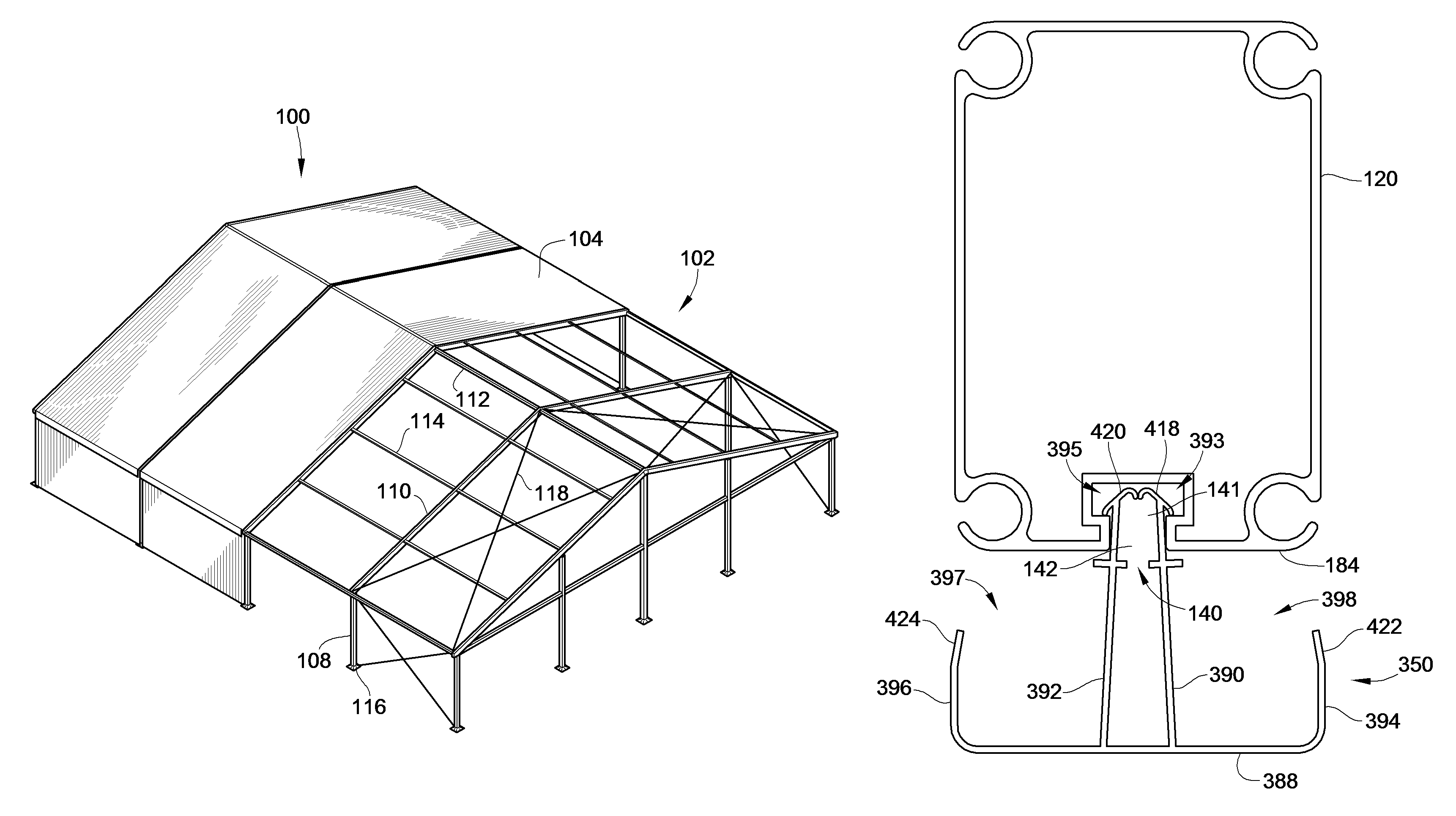 Wire tray and tent frame incorporating same