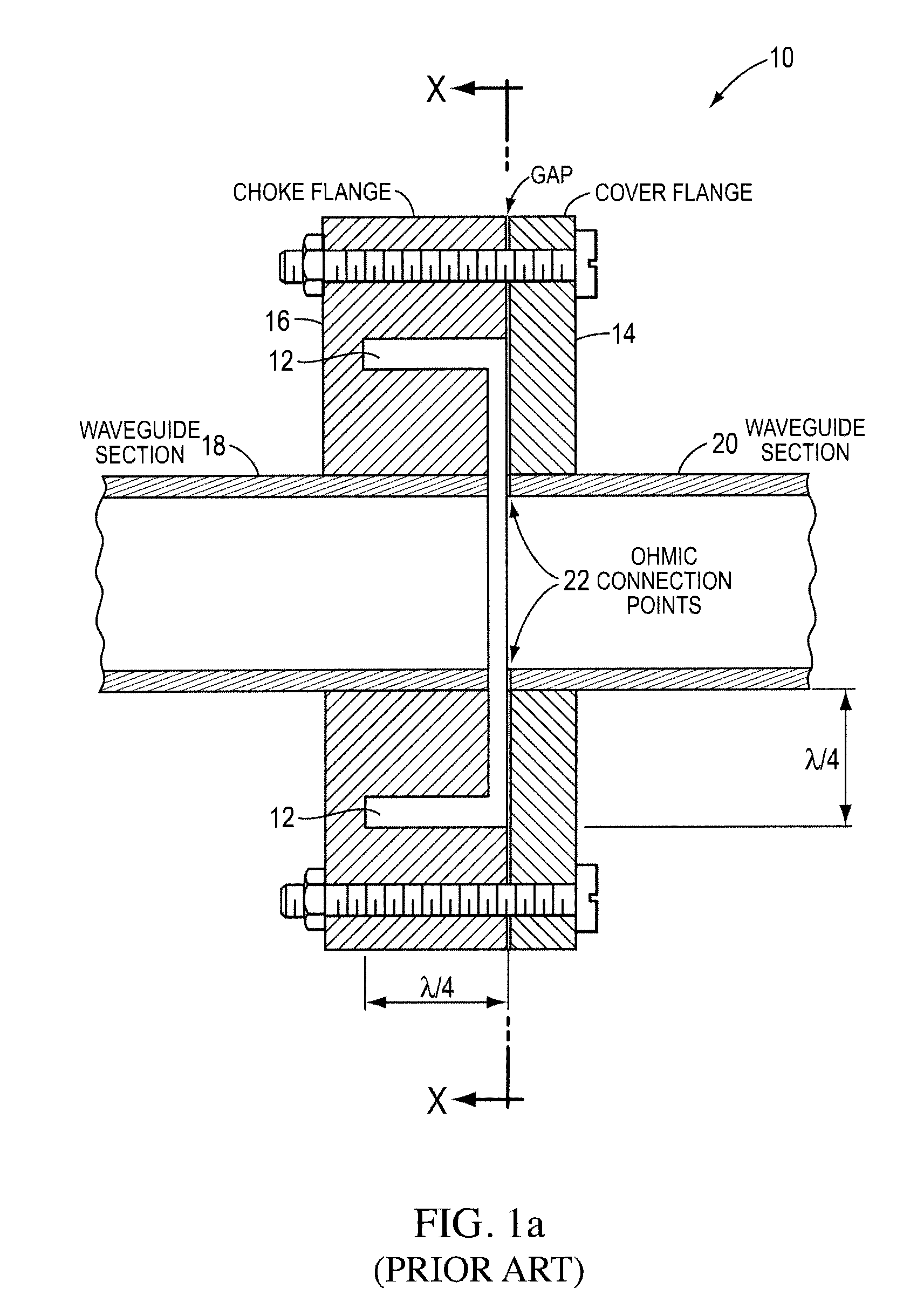 Waveguide interface having a choke flange facing a shielding flange