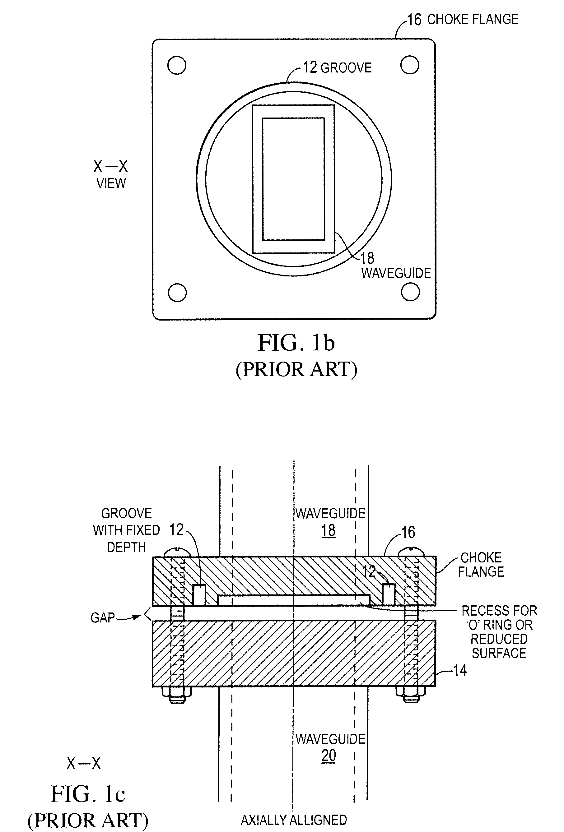 Waveguide interface having a choke flange facing a shielding flange