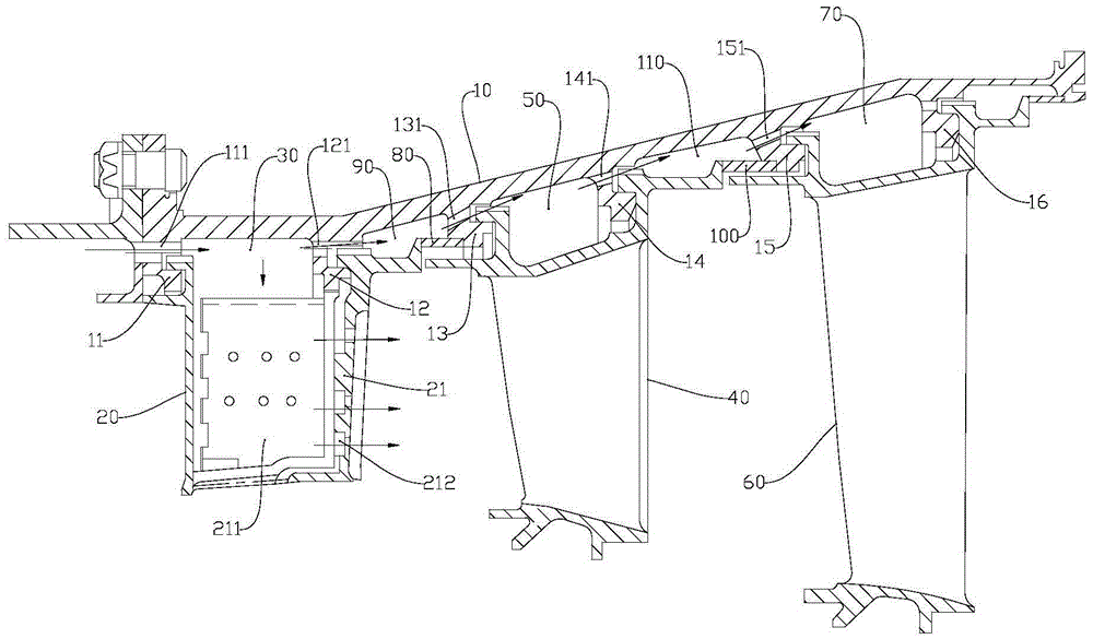 Cooling flow path for stator vanes of turbine engine