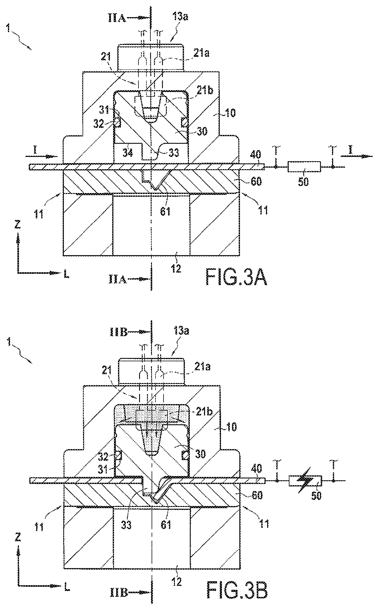 Pyrotechnic switching device
