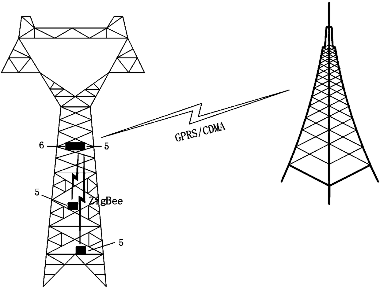 Electric transmission line tower displacement monitoring system and method