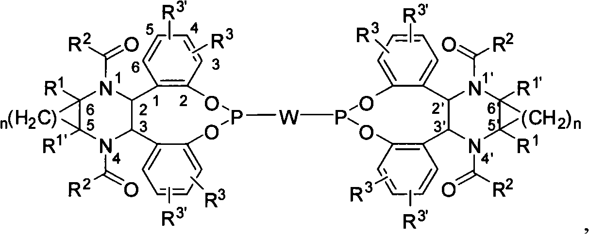 Bidentate phosphite ester ligand, synthetic method and use thereof in alkene unsymmetrical catalysis hydroformylation reaction