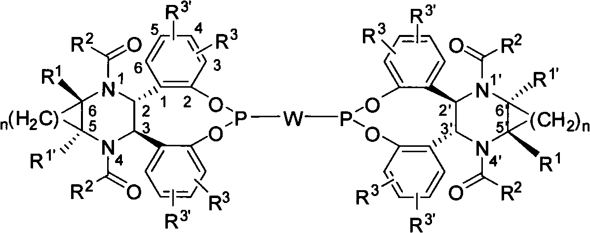 Bidentate phosphite ester ligand, synthetic method and use thereof in alkene unsymmetrical catalysis hydroformylation reaction