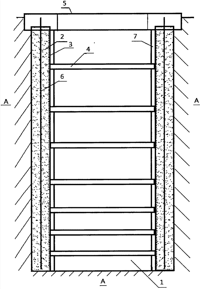 Deep foundation pit underground space structure and construction method thereof
