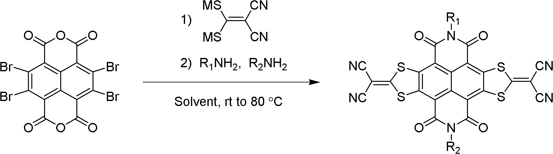 Method for preparing sulfur heterocyclic condensed naphthalimide derivants in one-pot method
