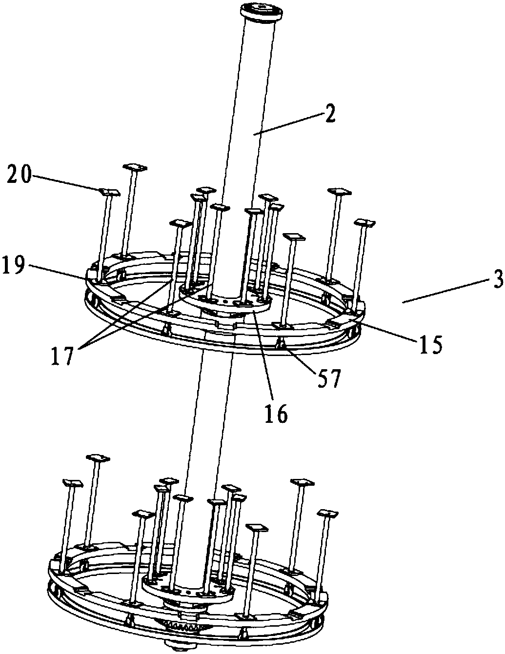 Staggered vertical-type bicycle parking device