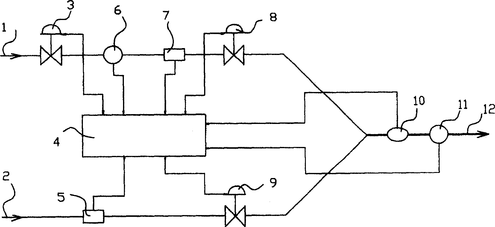 Heat value stabilizing control system of mixed gas and computer-controlled model
