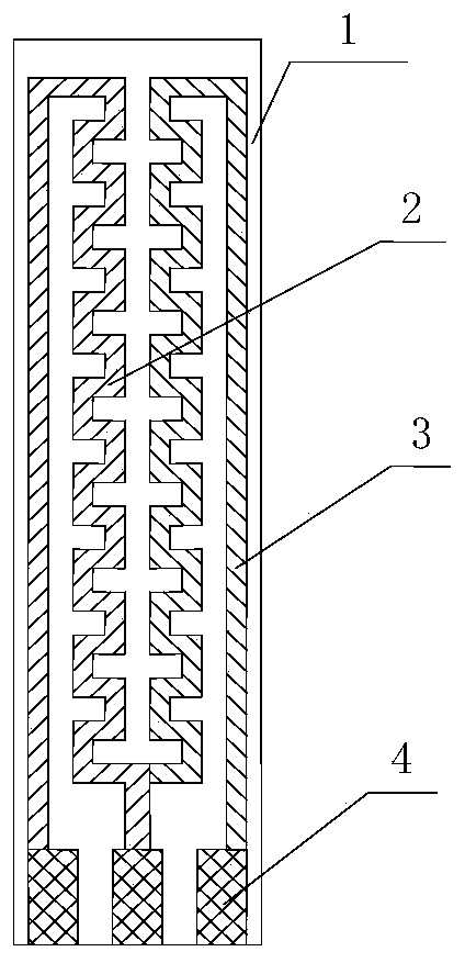 Sectional type central heating element of heating incombustible cigarette