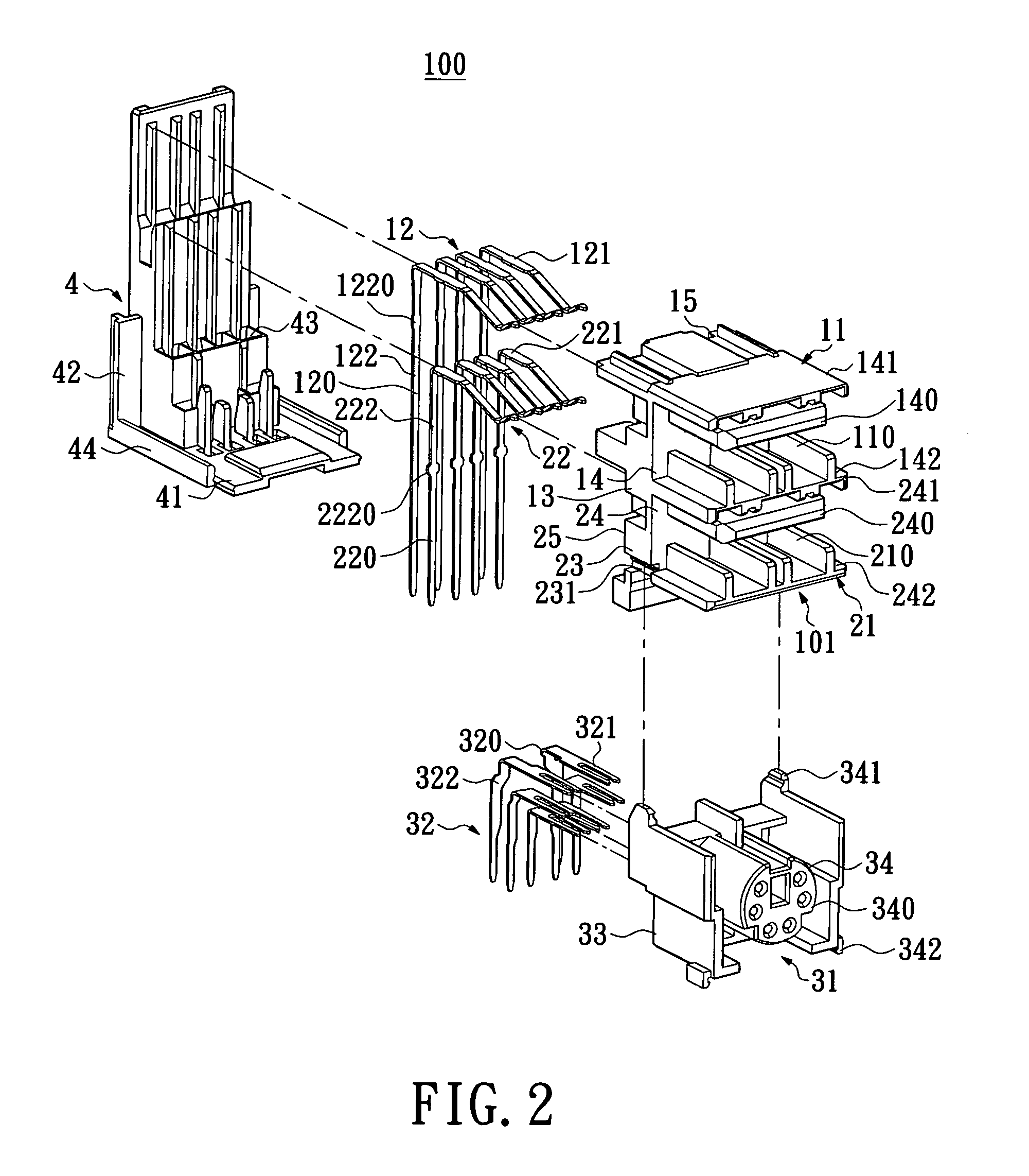 Method of assembling conductive terminals of a plurality of electrical connectors and electrical connector module assembled thereby