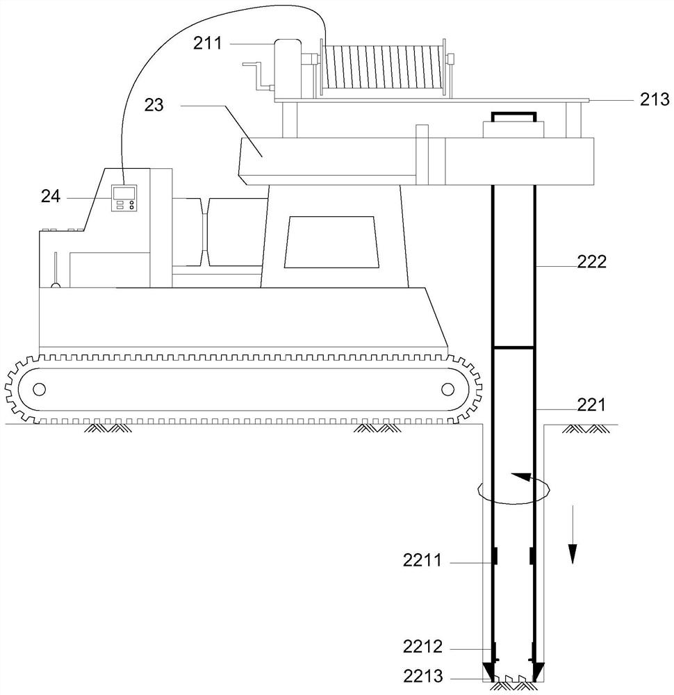 Continuous while-drilling in-situ test power driving device and construction method