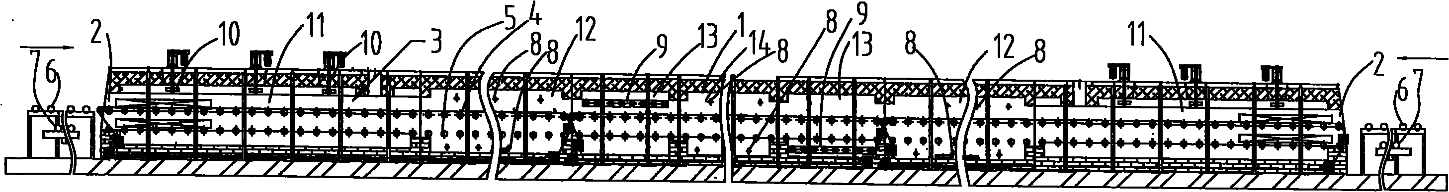 Arranging structure of heaters on bearing-steel isothermal spheroidized annealing furnace