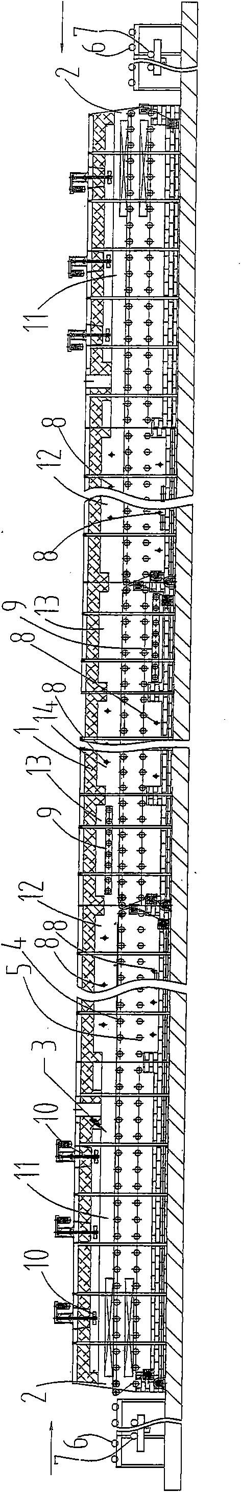 Arranging structure of heaters on bearing-steel isothermal spheroidized annealing furnace