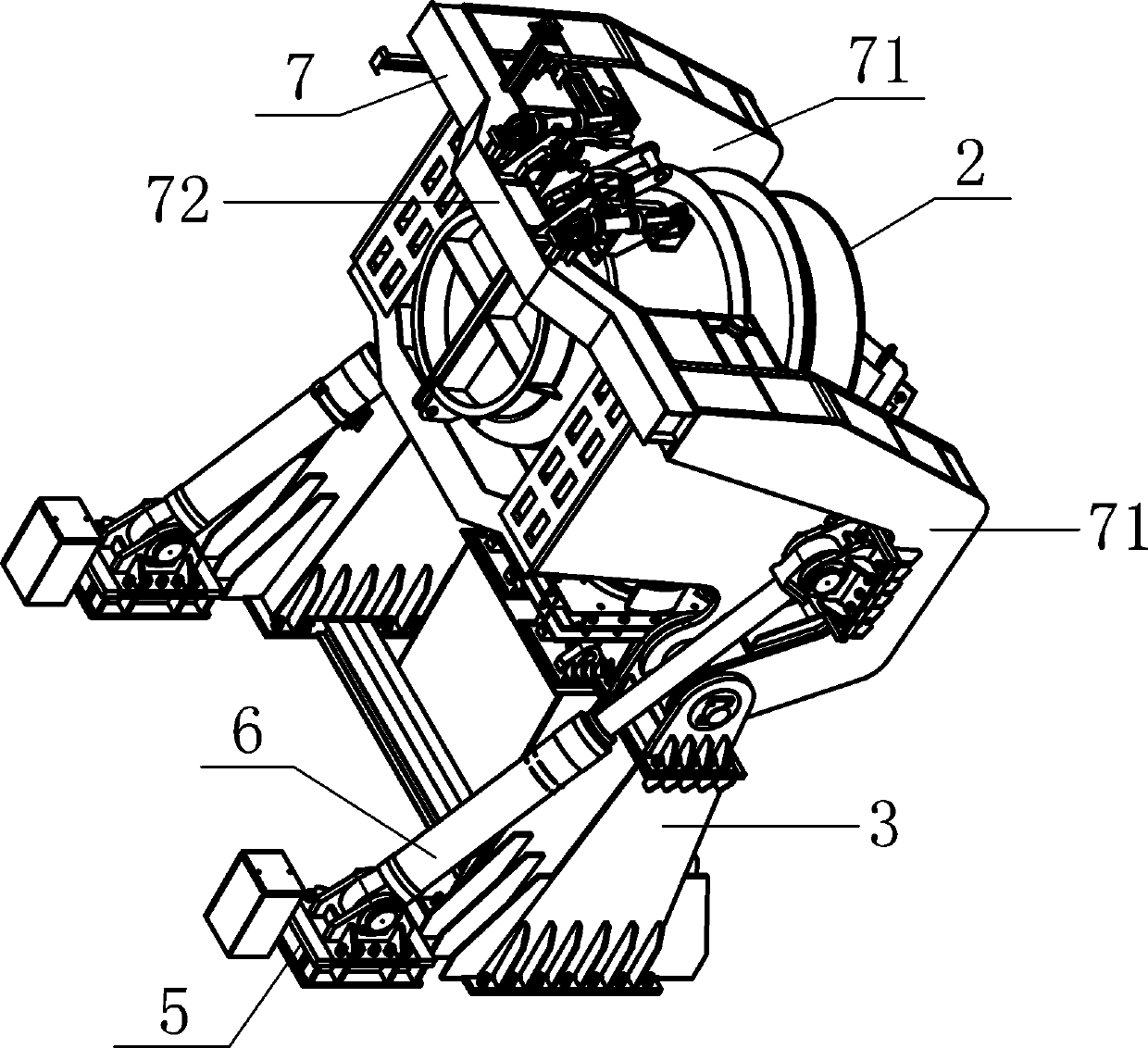 Suspension-arm-type hot metal ladle tipping-over iron charging device