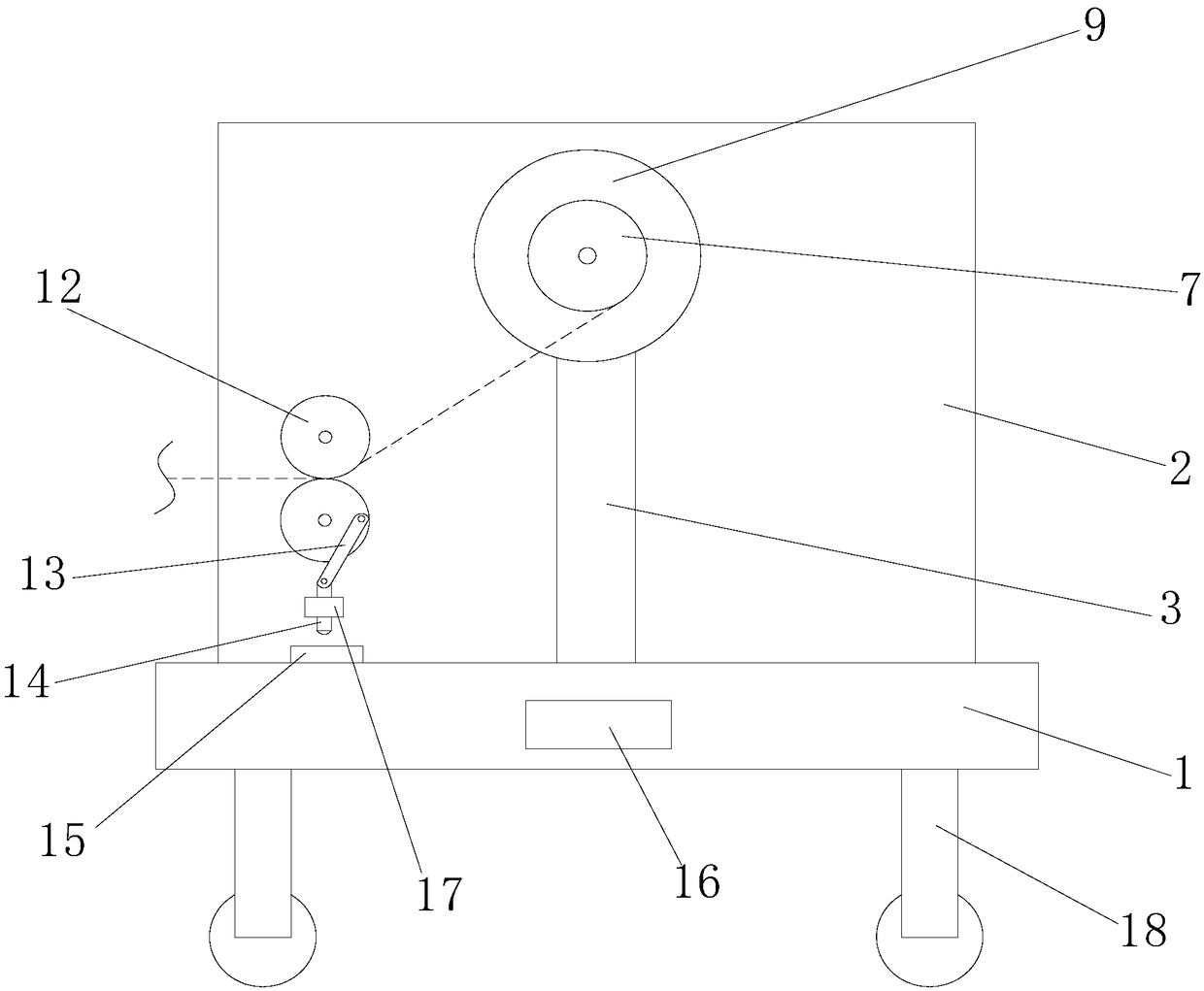 Textile fabric winding and lifting device