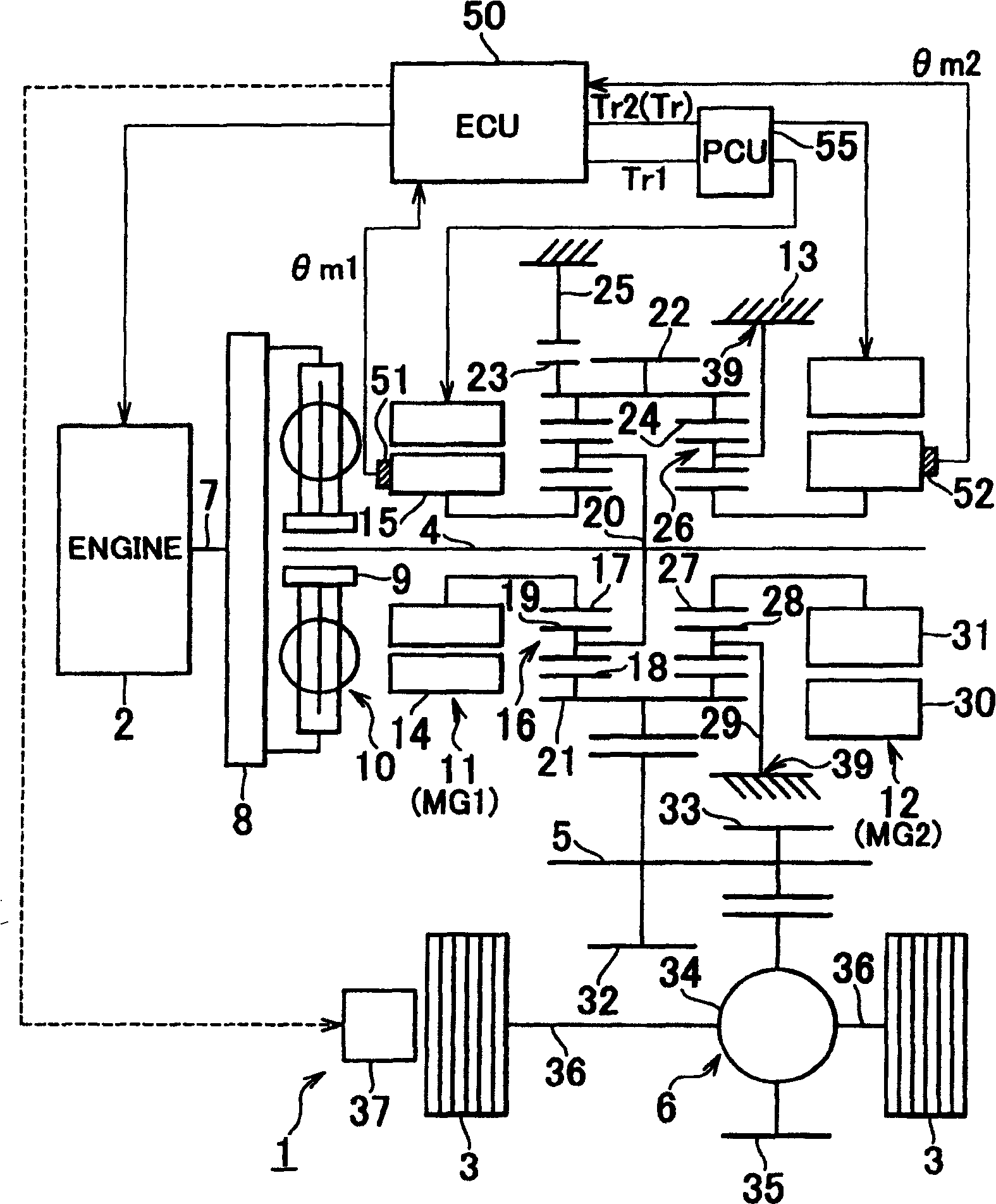 Drive unit for mixed motor vehicle