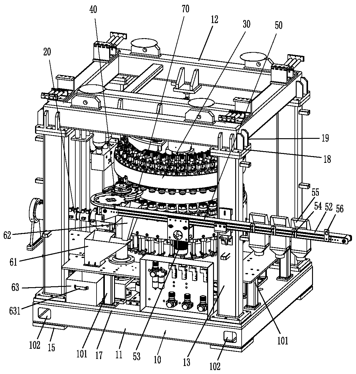 Stable and smooth molding machine structure with low failure rate