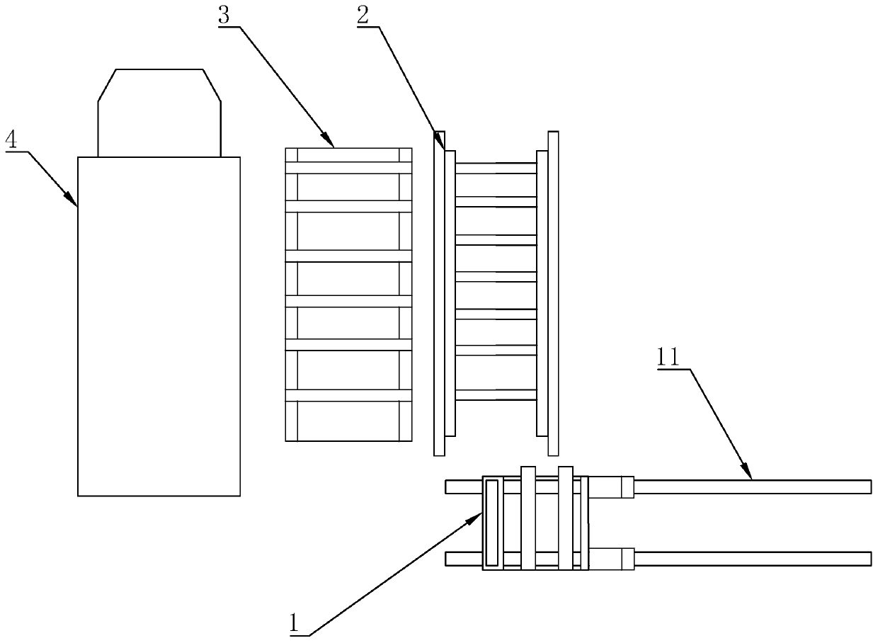 Tray array one-time conveying device